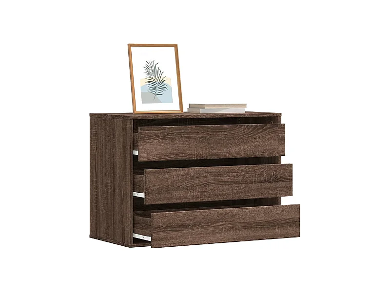 Cassettiera angolare in rovere marrone 80x41x58 cm in legno ingegnerizzato