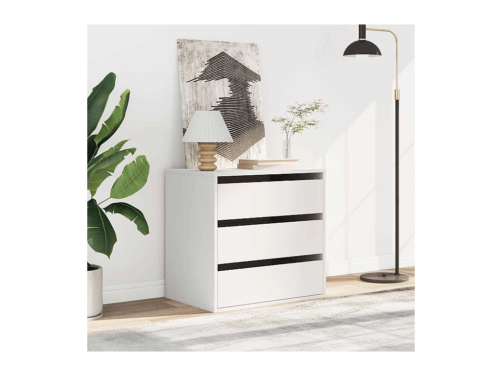 Commode d'angle blanc 60x41x58 cm bois d'ingénierie