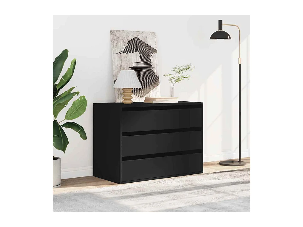 Cómoda esquinera negra 80x41x58 cm madera contrachapada