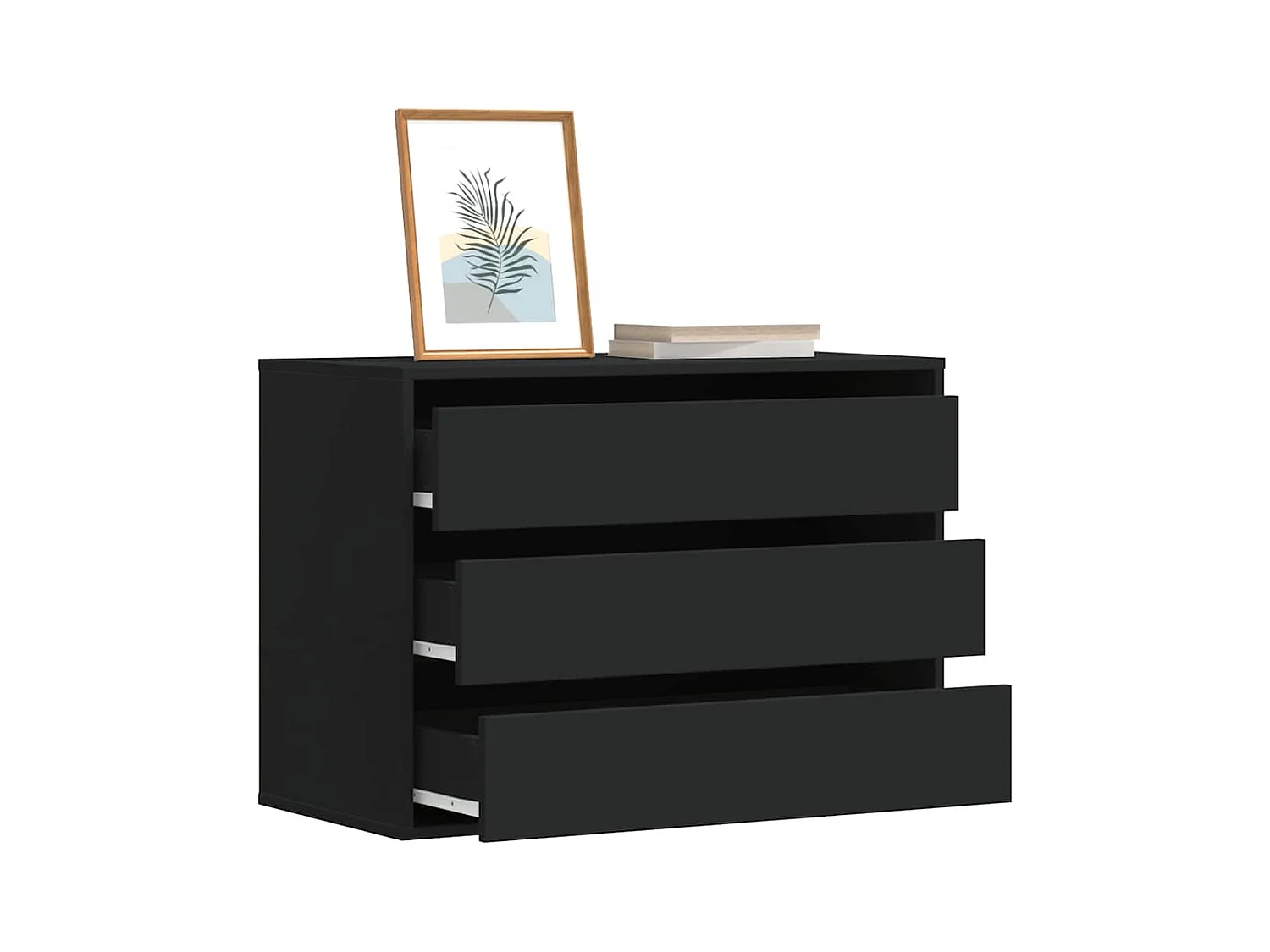 Commode d'angle noir 80x41x58 cm bois d'ingénierie
