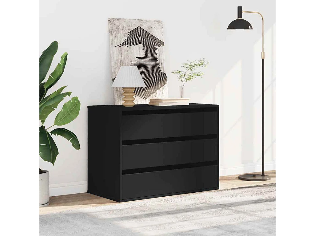 Commode d'angle noir 80x41x58 cm bois d'ingénierie