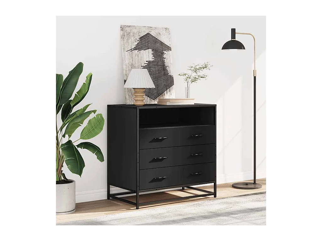 Commode noir 70x41x70 cm bois d'ingénierie