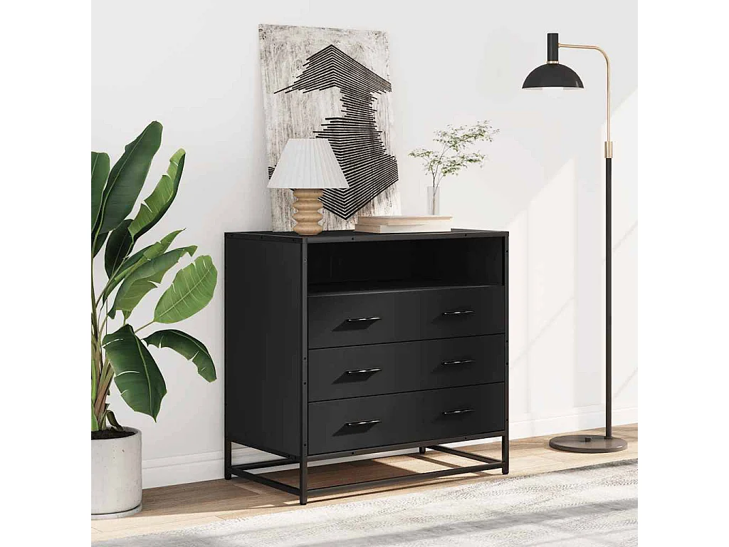 Commode noir 70x41x70 cm bois d'ingénierie