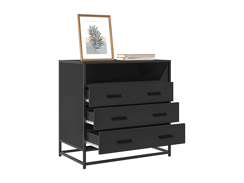 Zwarte ladekast 70x41x70 cm bewerkt hout