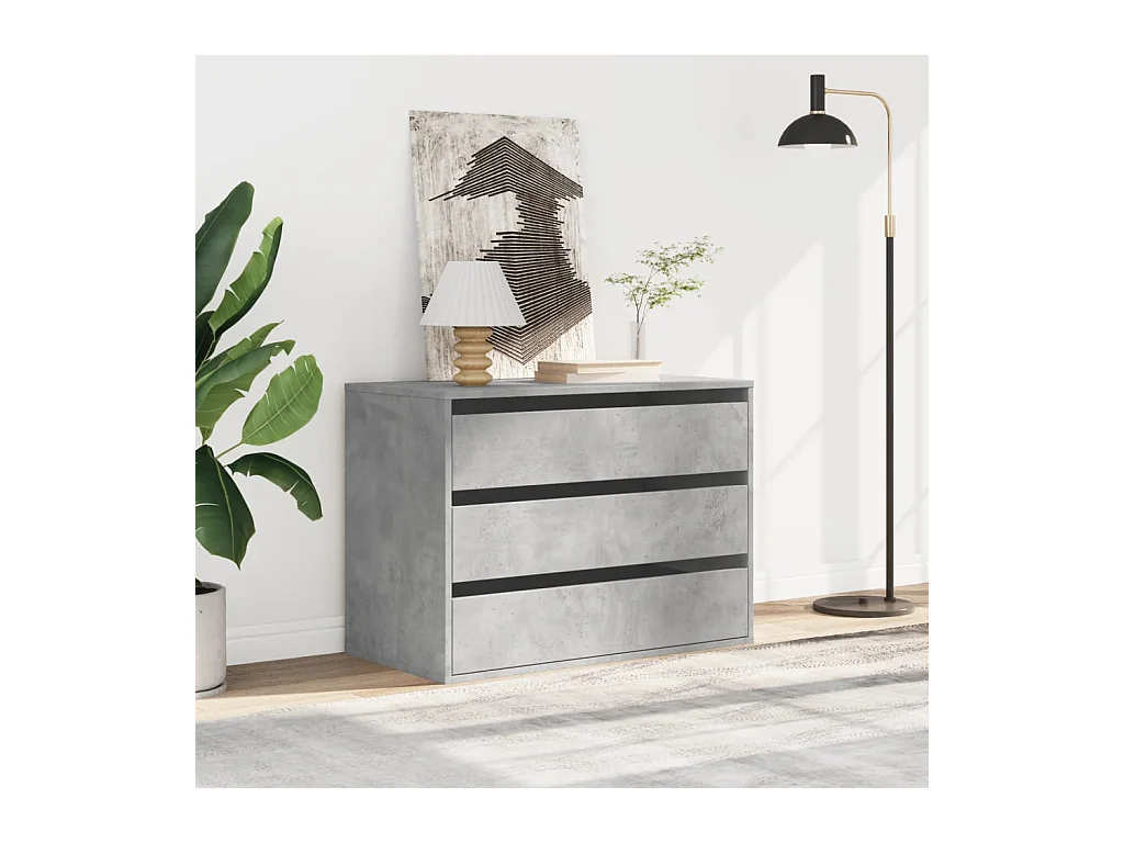 Cómoda esquinera gris hormigón 80x41x58 cm madera de ingeniería