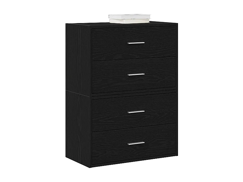 Kasten met 2 lades 2 stuks zwart eiken bewerkt hout