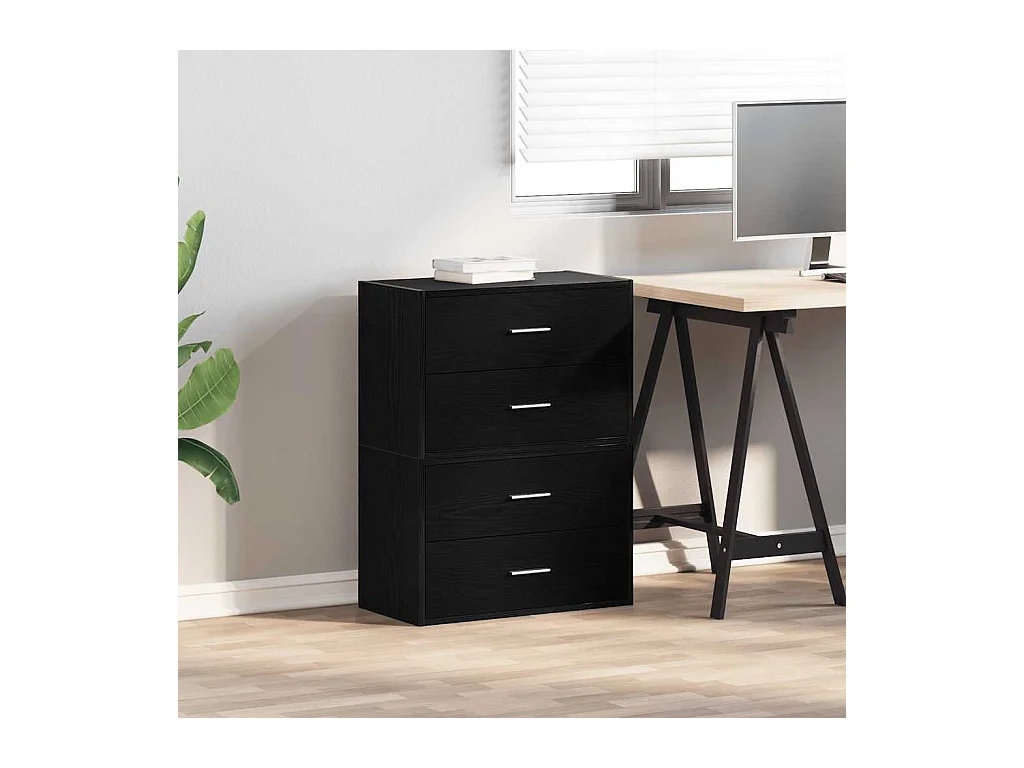 Armoires avec 2 tiroirs 2 pcs chêne noir bois d'ingénierie