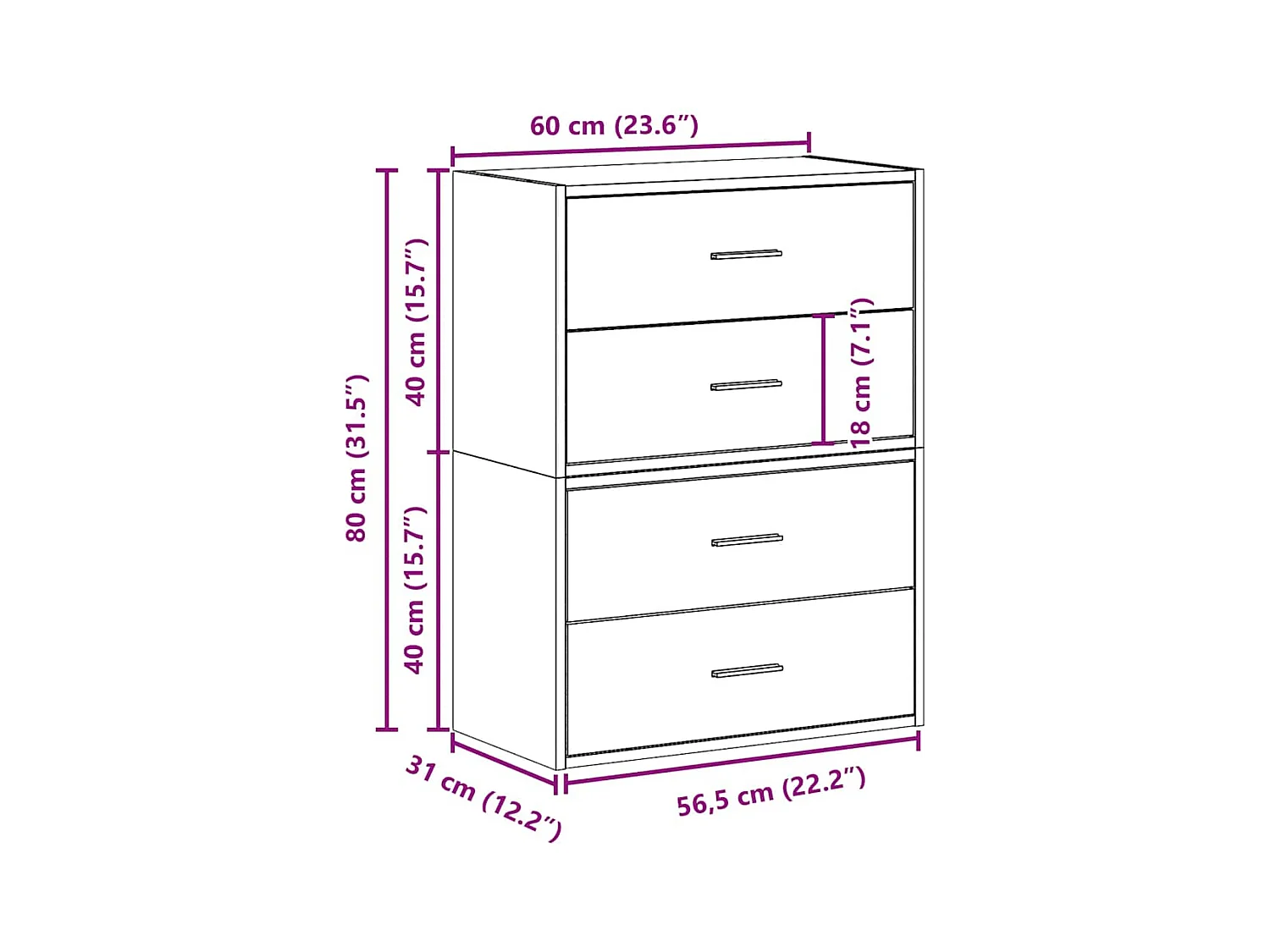 Armoires avec 2 tiroirs 2 pcs chêne noir bois d'ingénierie