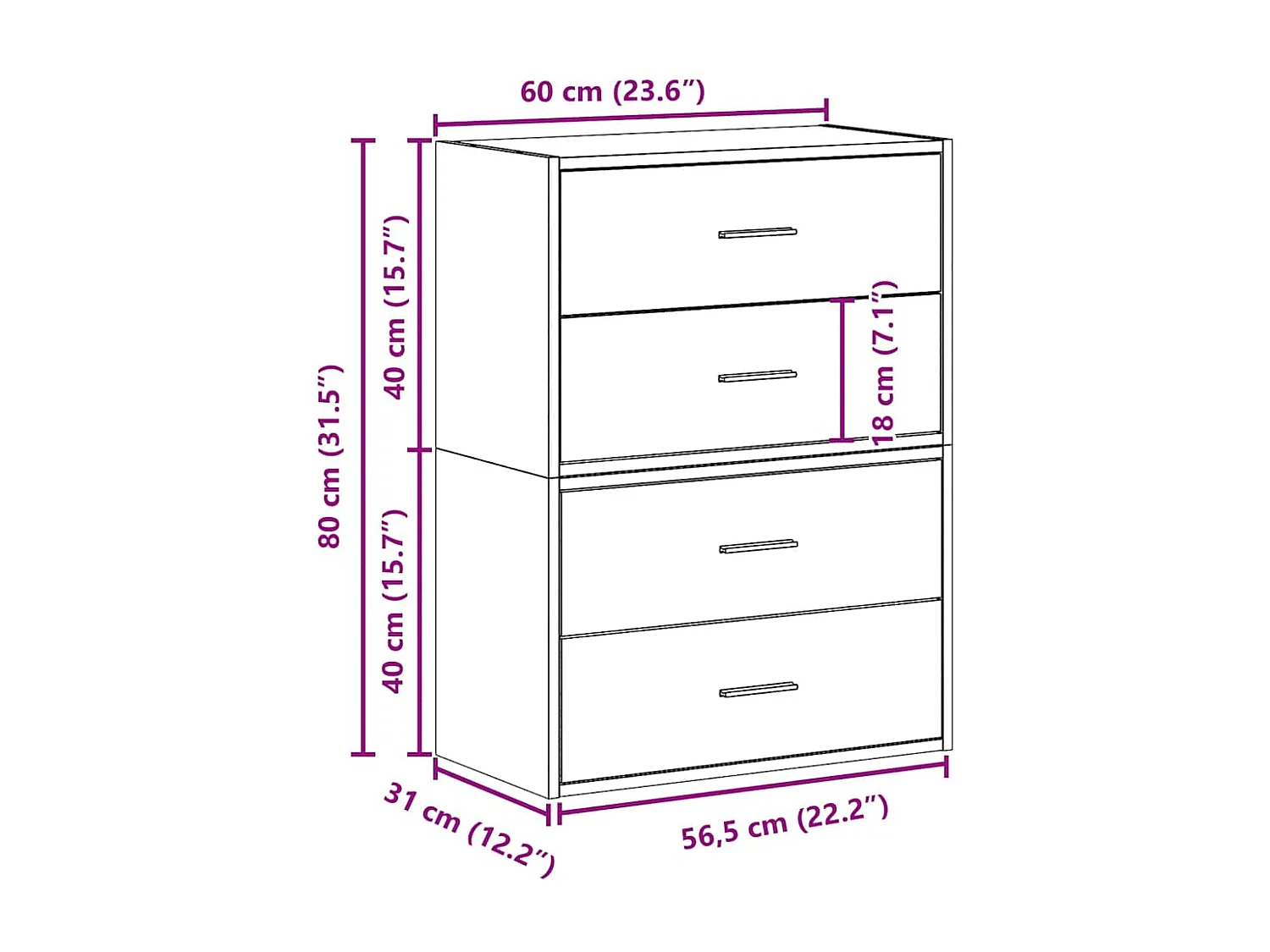 Armoires avec 2 tiroirs 2 pcs chêne noir bois d'ingénierie
