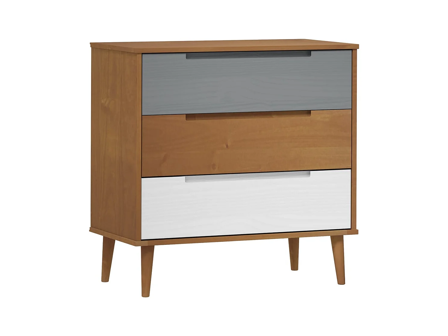 Cassettiera Marrone 80x40x80 cm Legno di Pino Massello