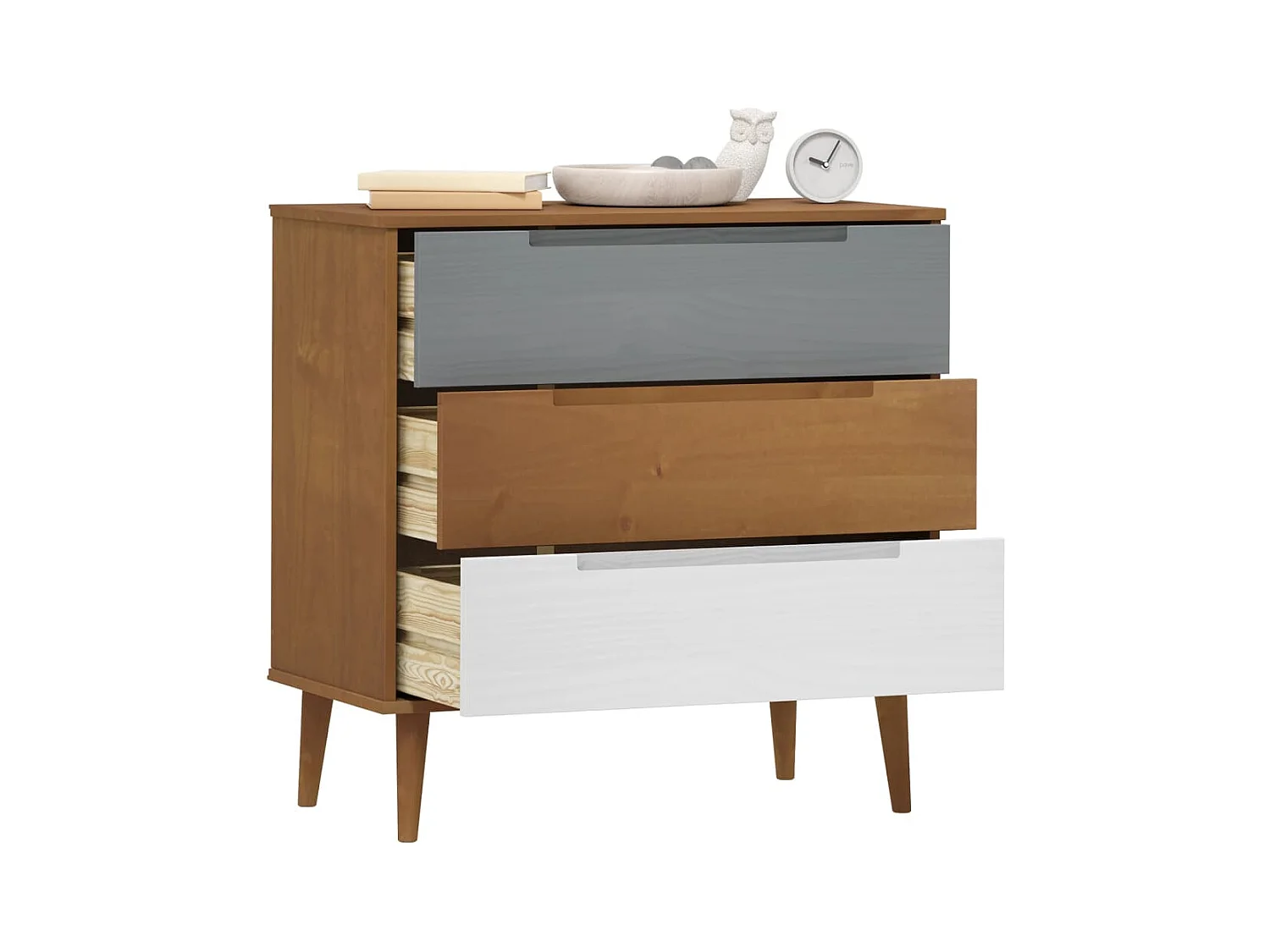 Cassettiera Marrone 80x40x80 cm Legno di Pino Massello