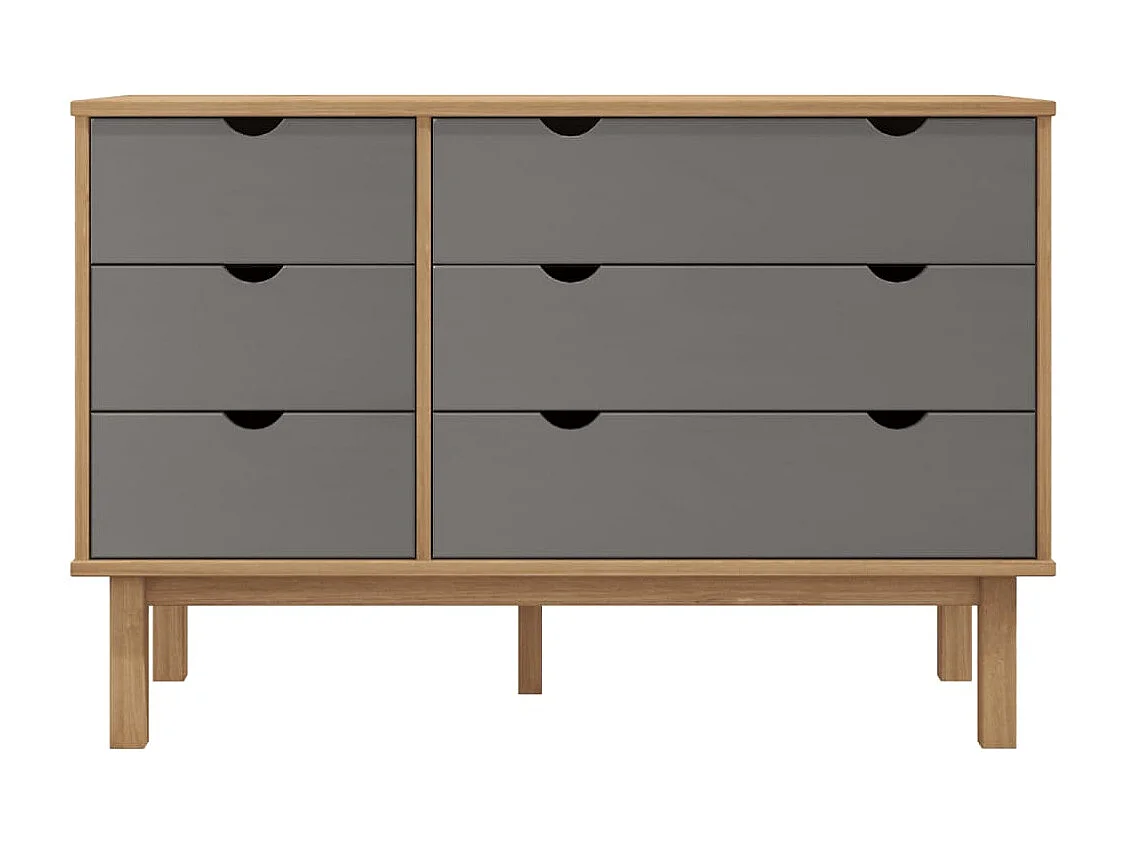 Commode  marron et gris 111x43x73,5 cm bois de pin massif