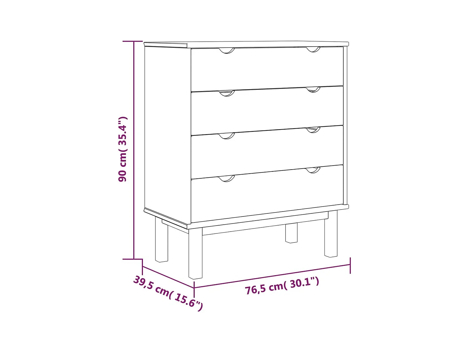 ladekast bruin en wit 76,5x39,5x90 cm massief grenenhout