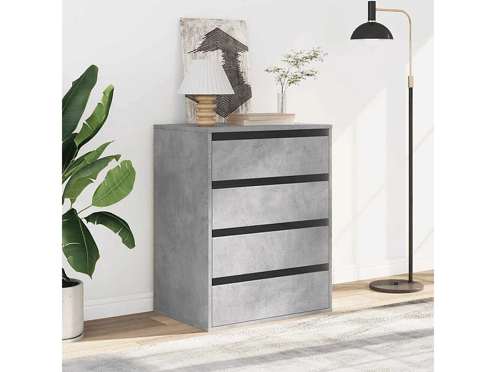 Commode d'angle gris béton 60x41x76 cm bois d'ingénierie