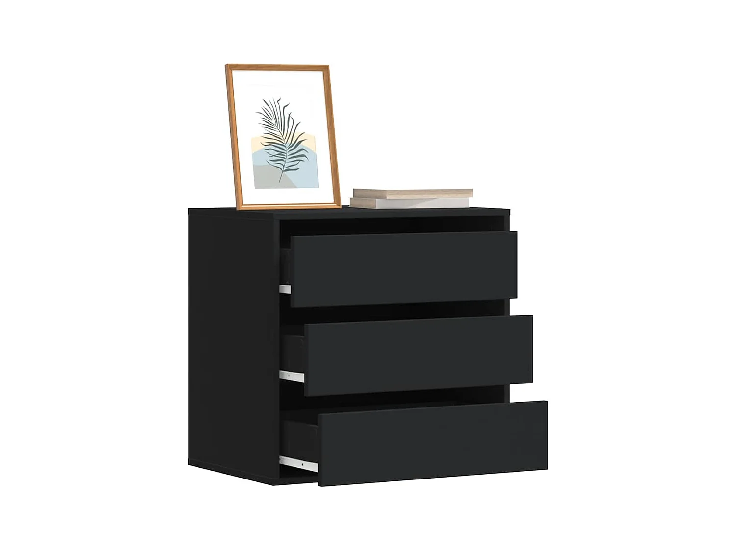 Cómoda esquinera negra 60x41x58 cm madera contrachapada