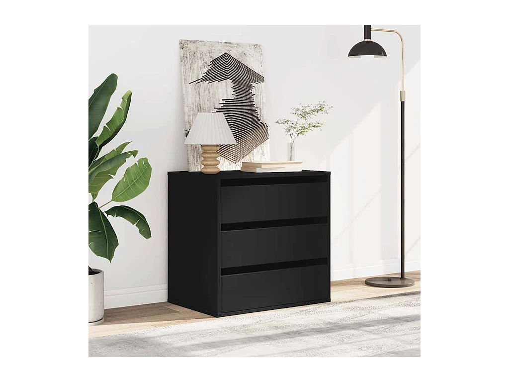 Cómoda esquinera negra 60x41x58 cm madera contrachapada