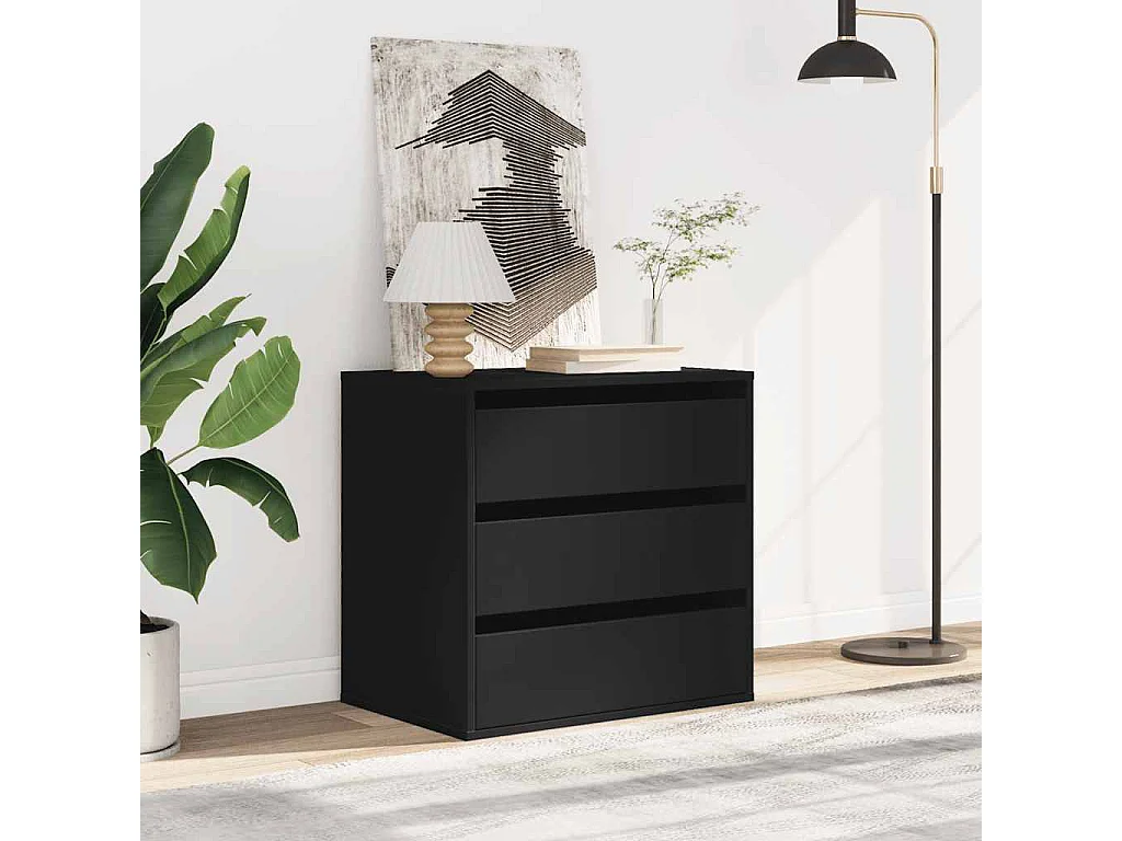 Commode d'angle noir 60x41x58 cm bois d'ingénierie