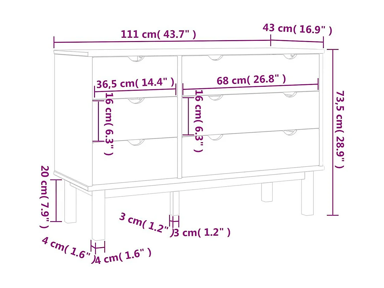 Commode  111x43x73,5 cm bois de pin massif