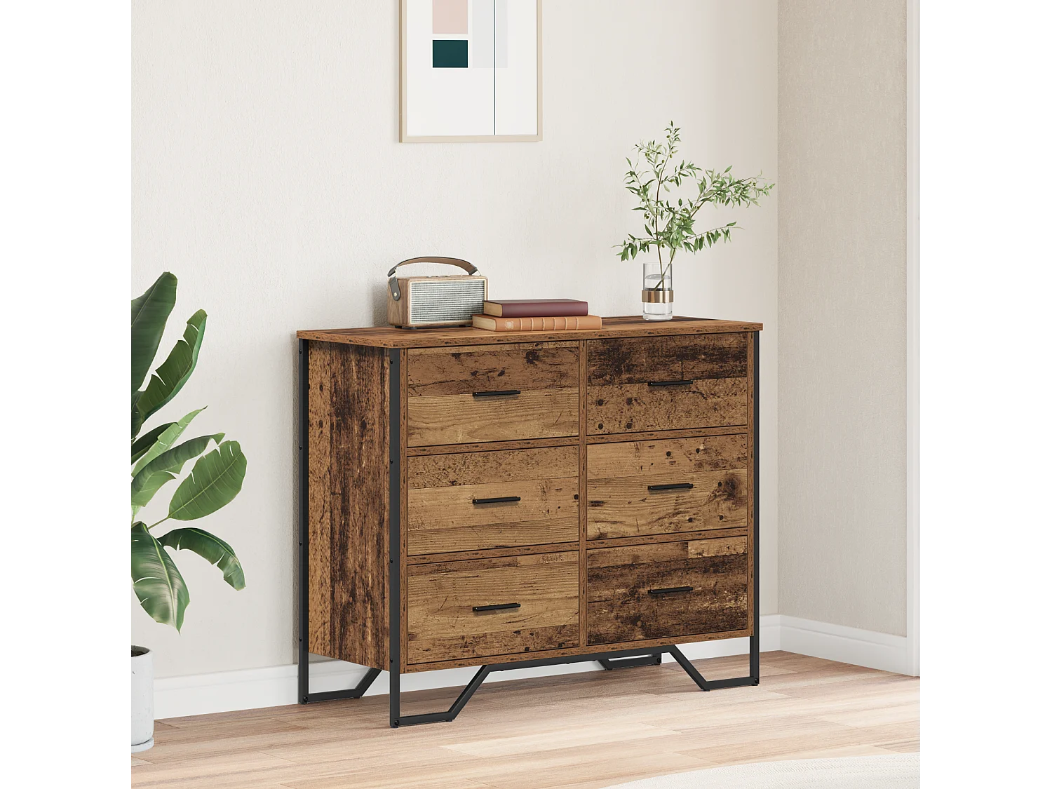 Cómoda antigua de madera 91x35,5x74,5 cm Madera de ingeniería