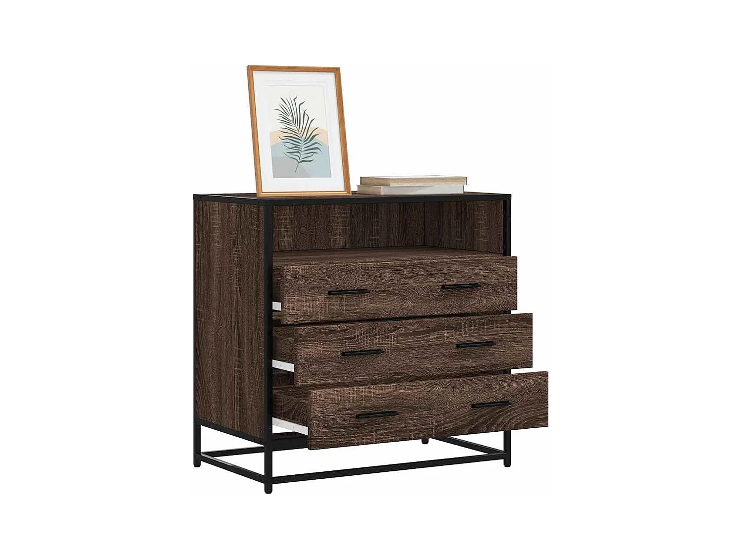 Commode chêne marron 70x41x70 cm bois d'ingénierie