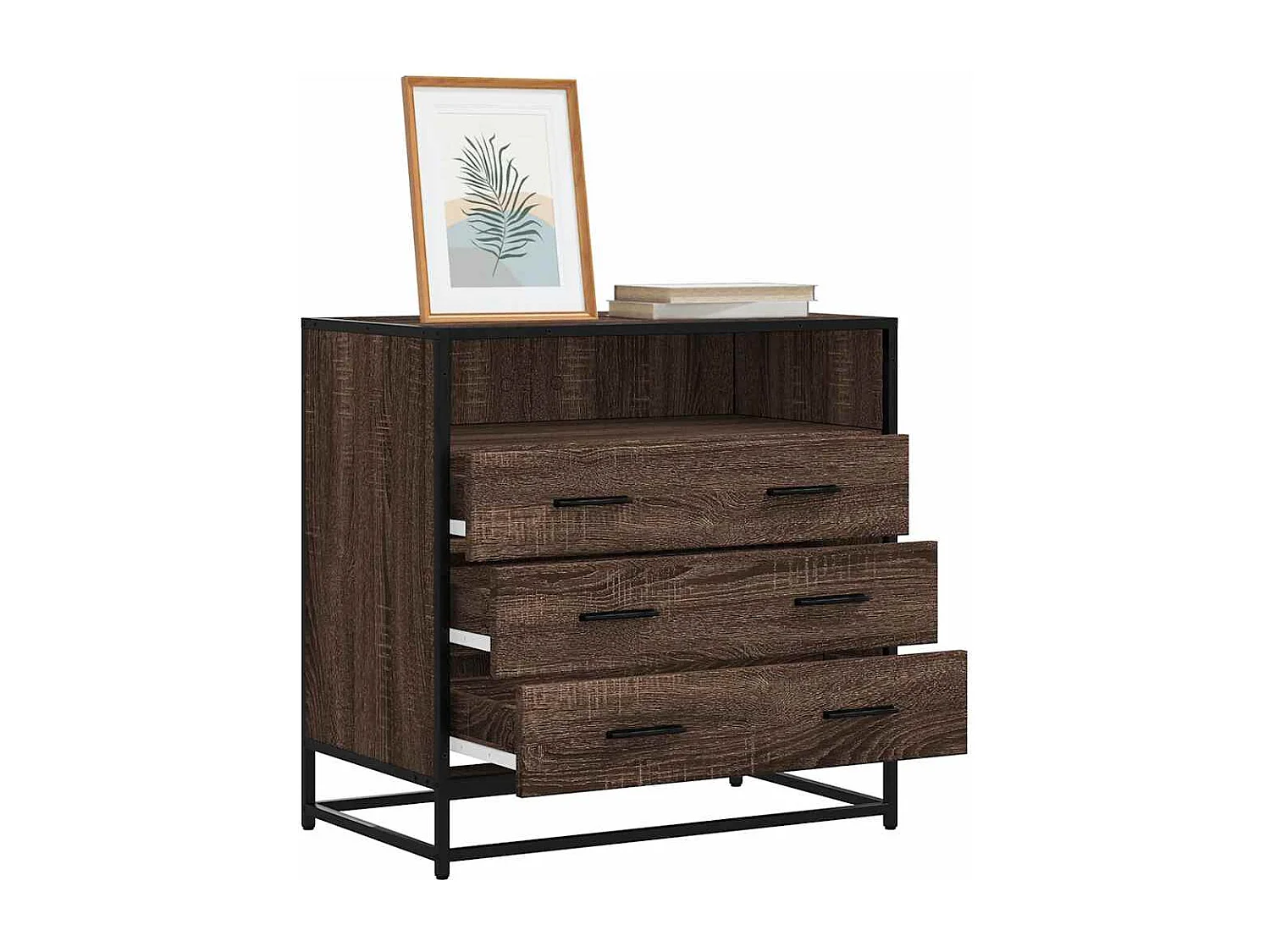 Commode chêne marron 70x41x70 cm bois d'ingénierie