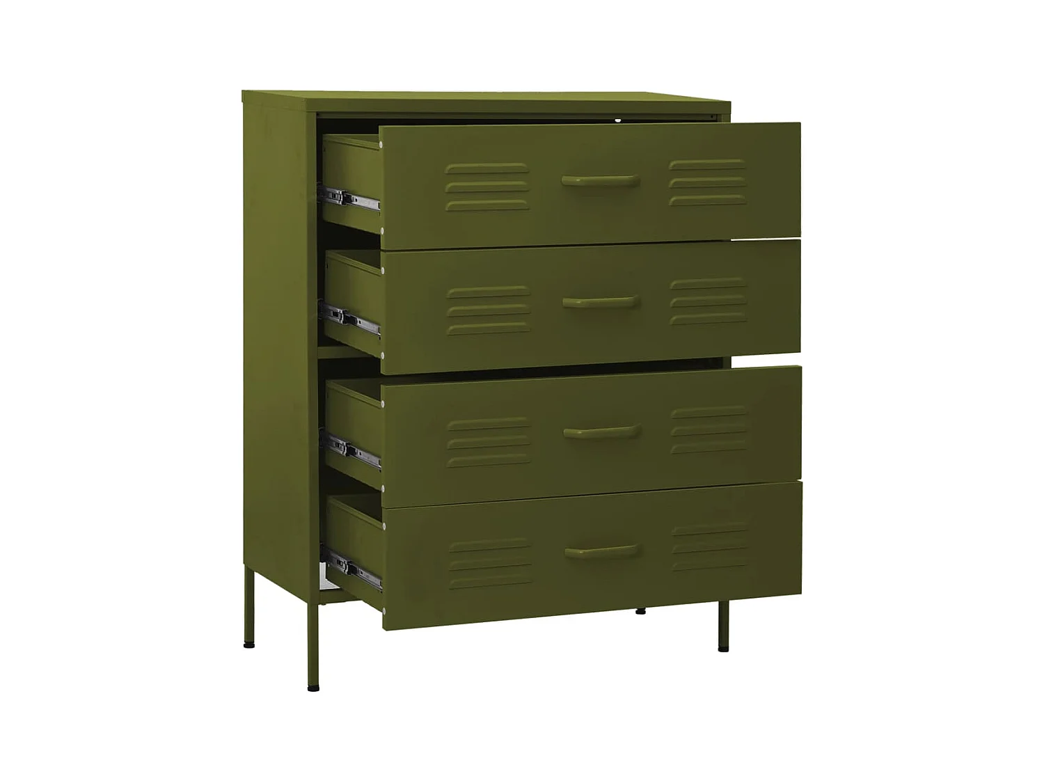 Olijfgroene ladekast 80x35x101,5 cm Staal