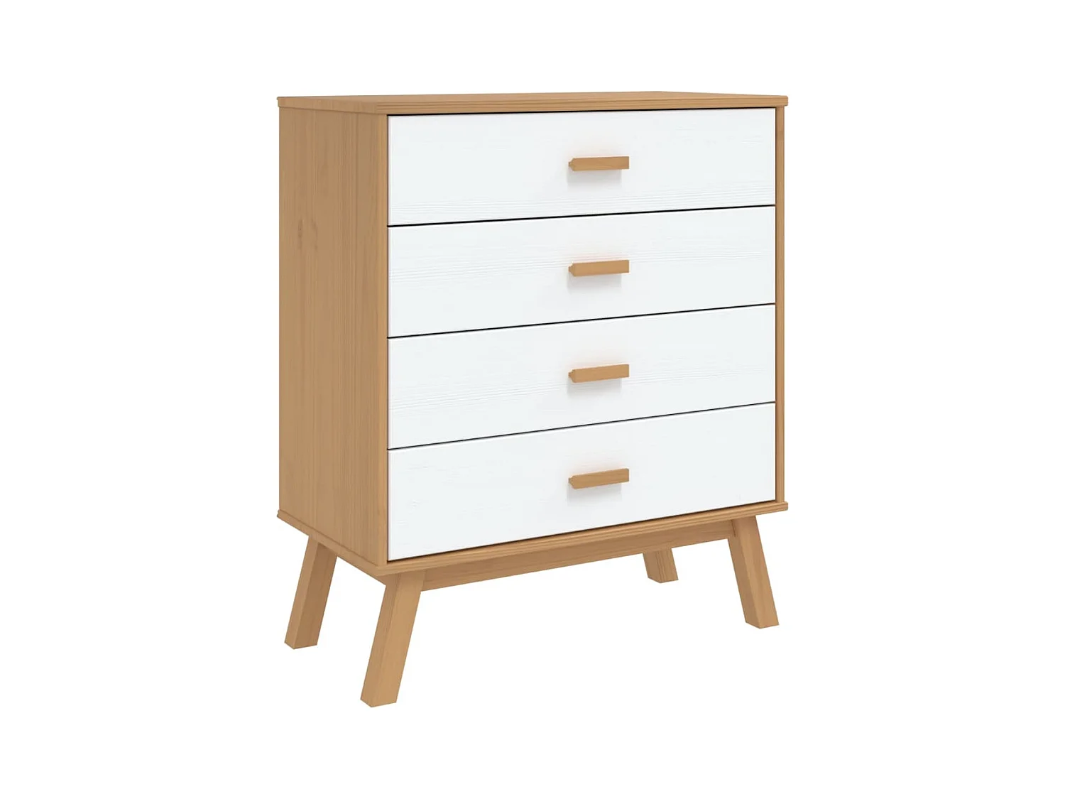 witte en bruine ladekast van massief grenenhout