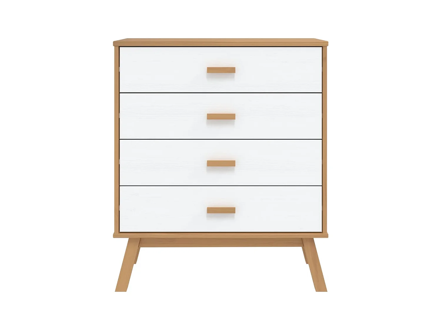 witte en bruine ladekast van massief grenenhout