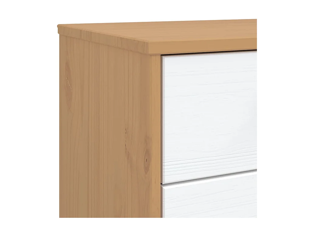 witte en bruine ladekast van massief grenenhout