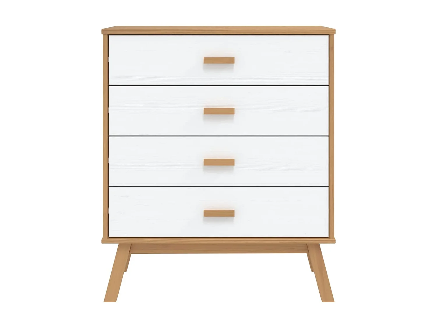 Mueble  blanco y marrón con cajones de madera maciza de pino