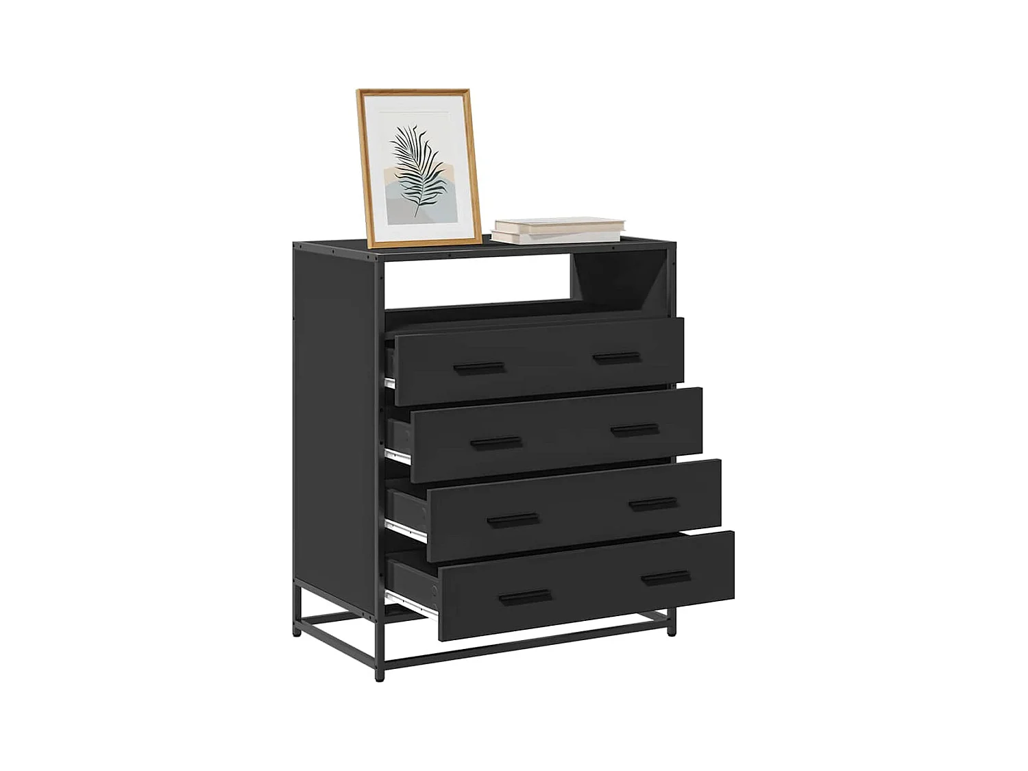 Cómoda negra 70x41x83,5 cm madera contrachapada