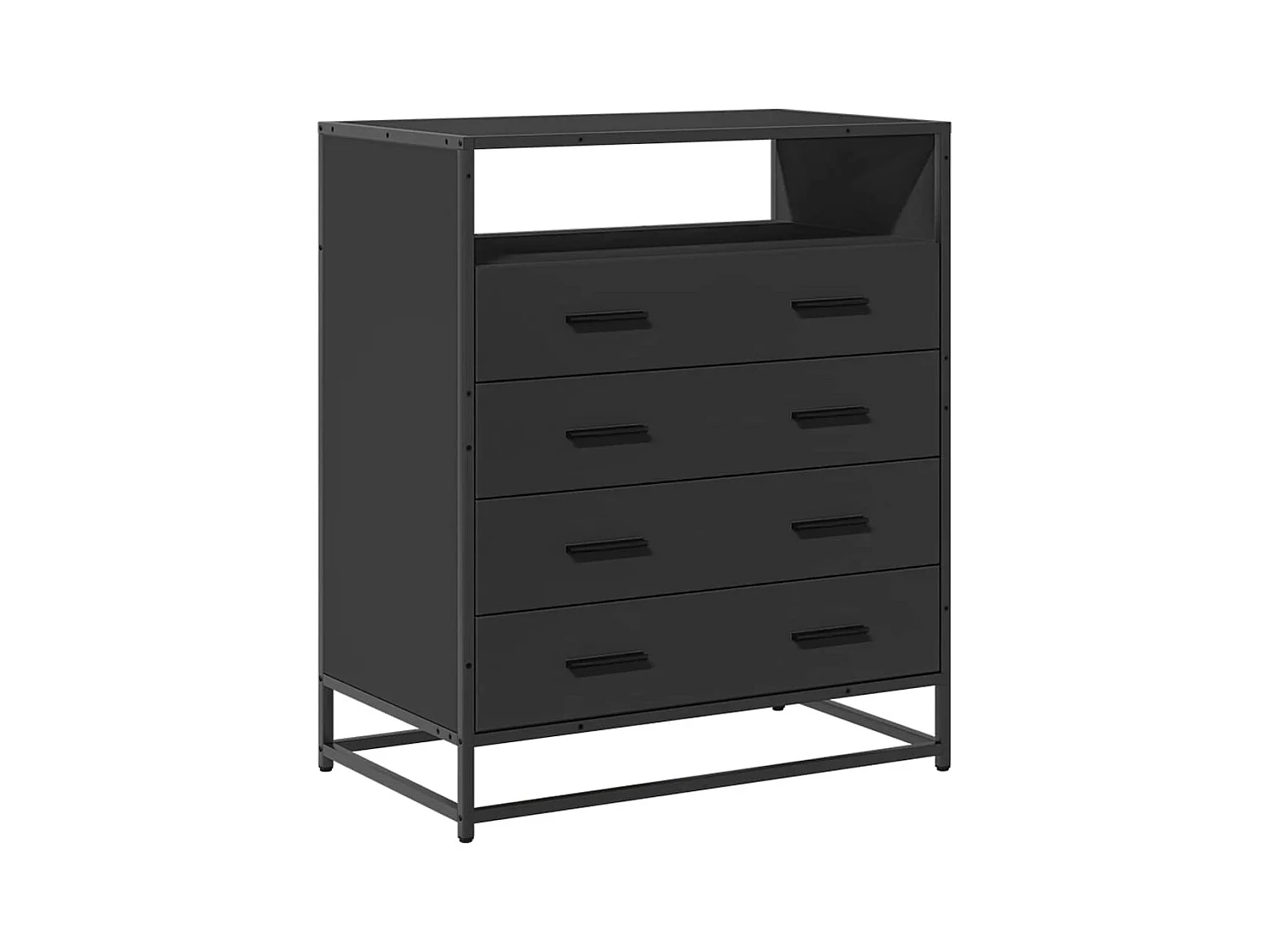 Cómoda negra 70x41x83,5 cm madera contrachapada