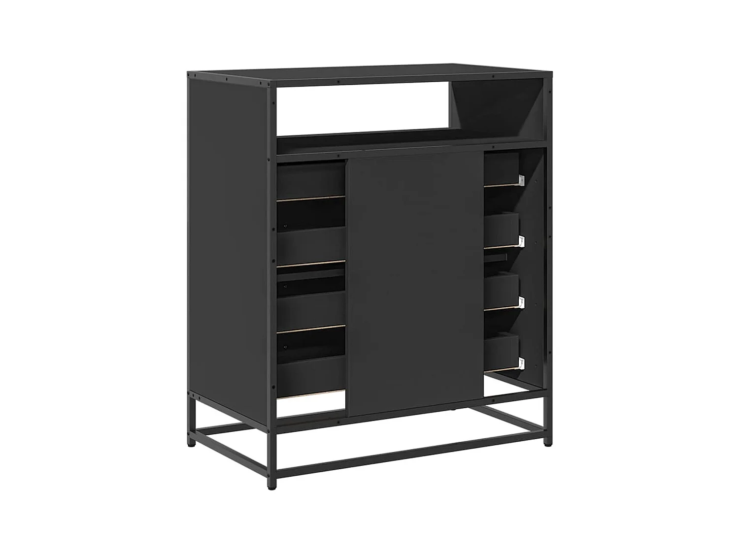 Cómoda negra 70x41x83,5 cm madera contrachapada