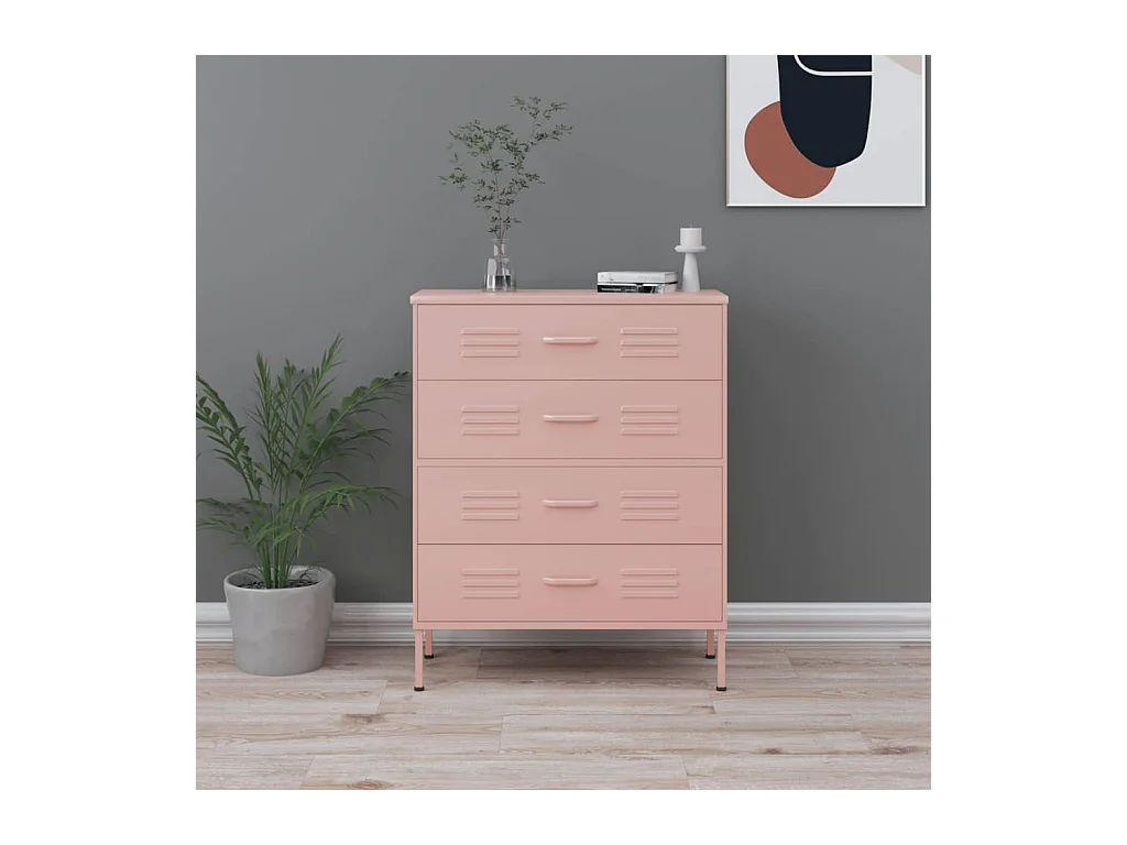 Cassettiera rosa 80x35x101,5 cm Acciaio