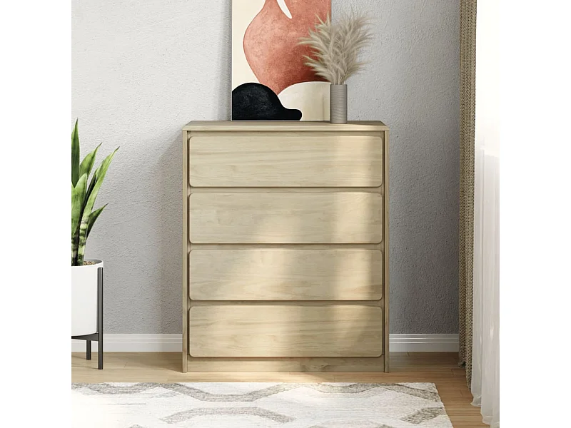 Cómoda roble 76,5x39x91 cm madera maciza de pino