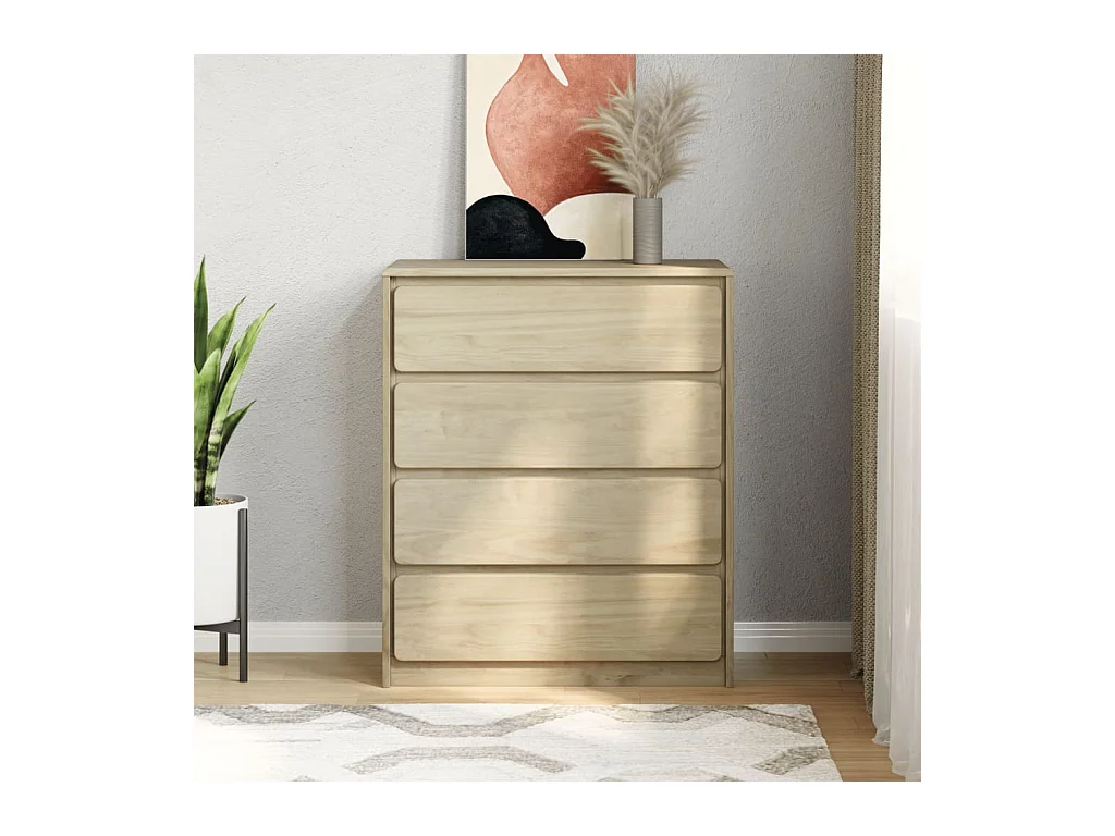 Commode chêne 76,5x39x91 cm bois de pin massif