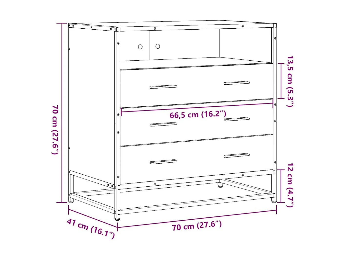 Commode chêne sonoma 70x41x70 cm bois d'ingénierie