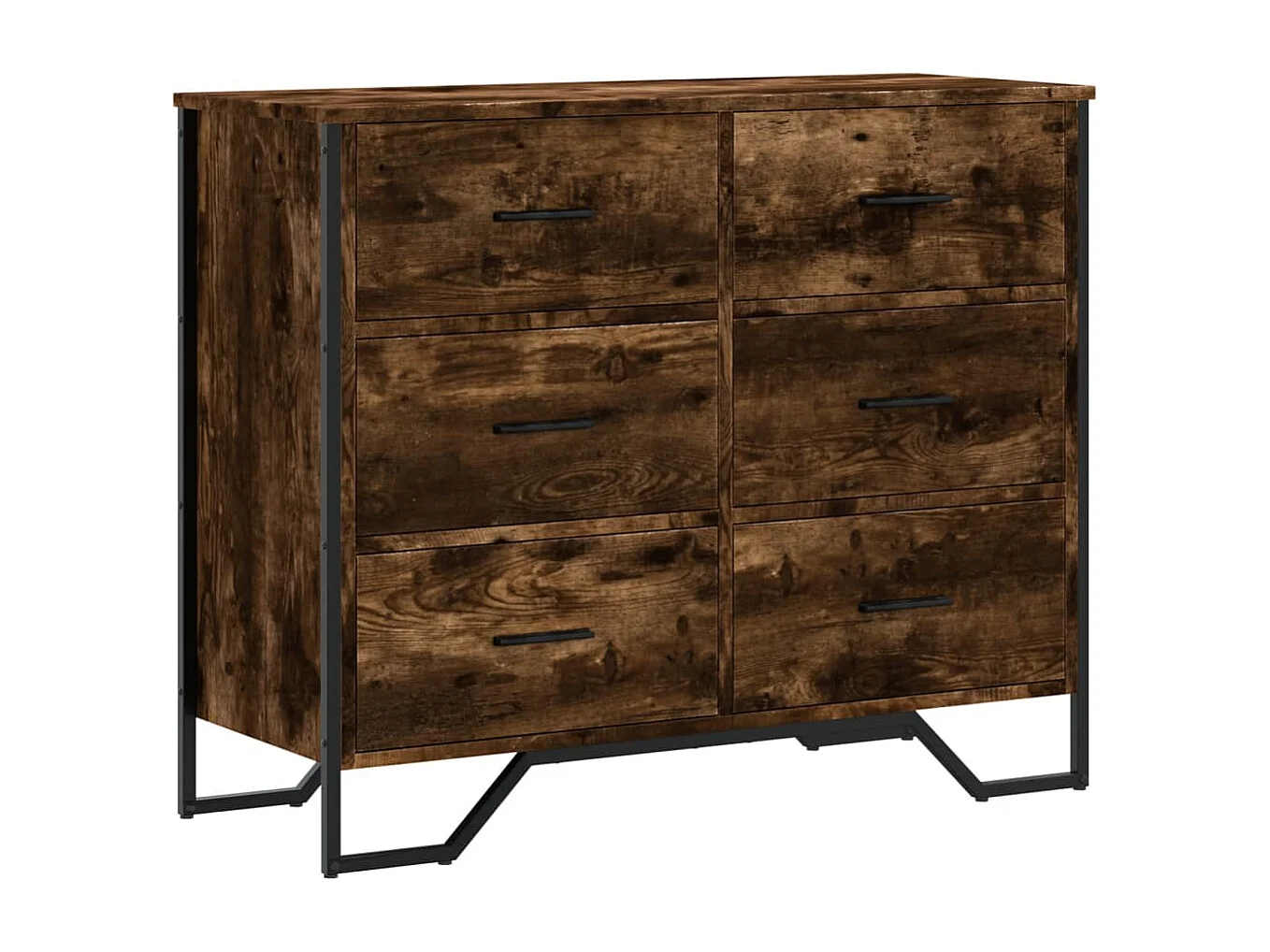 Cassettiera in rovere affumicato 91x35,5x74,5 cm in legno ingegnerizzato