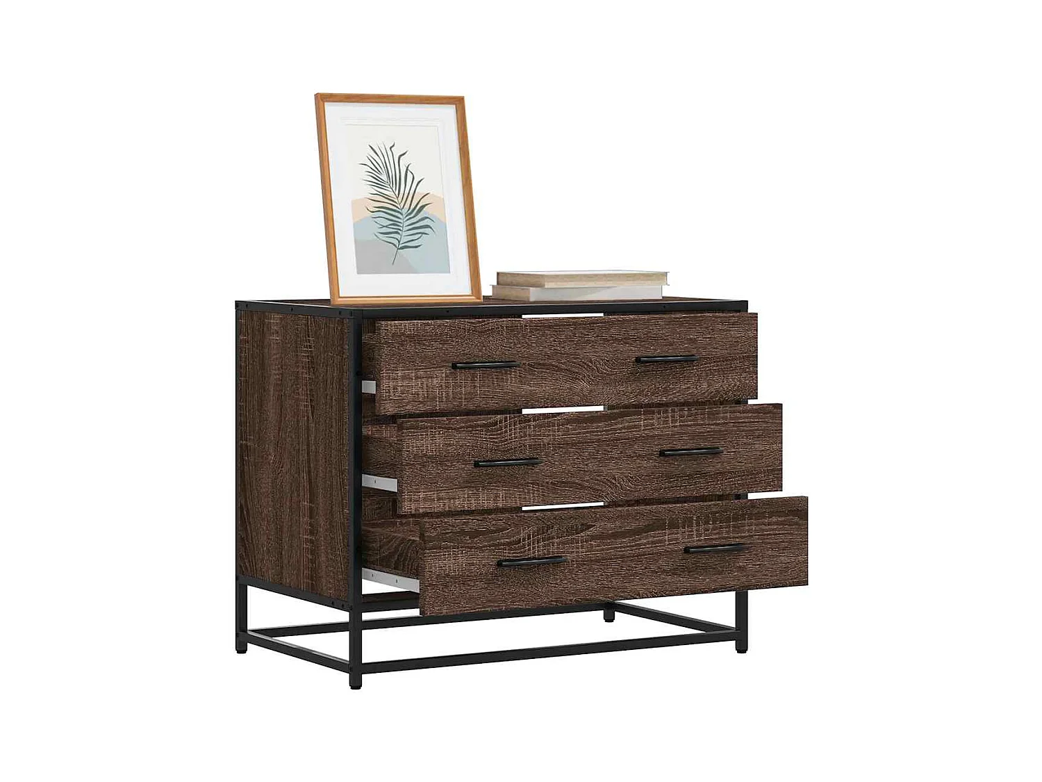 Commode chêne marron 70x41x56 cm bois d'ingénierie