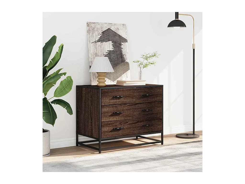 Commode chêne marron 70x41x56 cm bois d'ingénierie