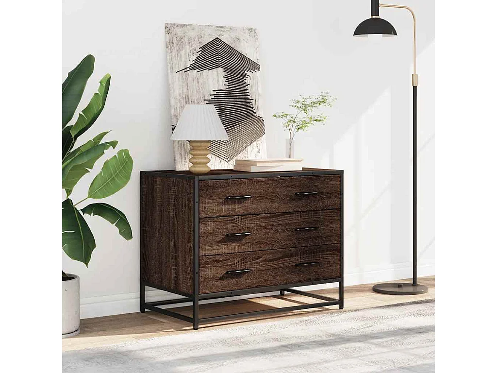 Commode chêne marron 70x41x56 cm bois d'ingénierie