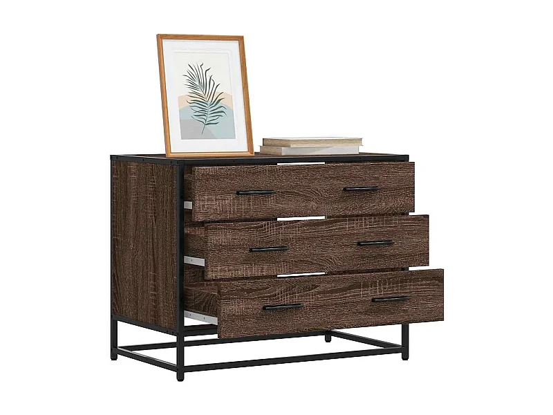 Commode chêne marron 70x41x56 cm bois d'ingénierie