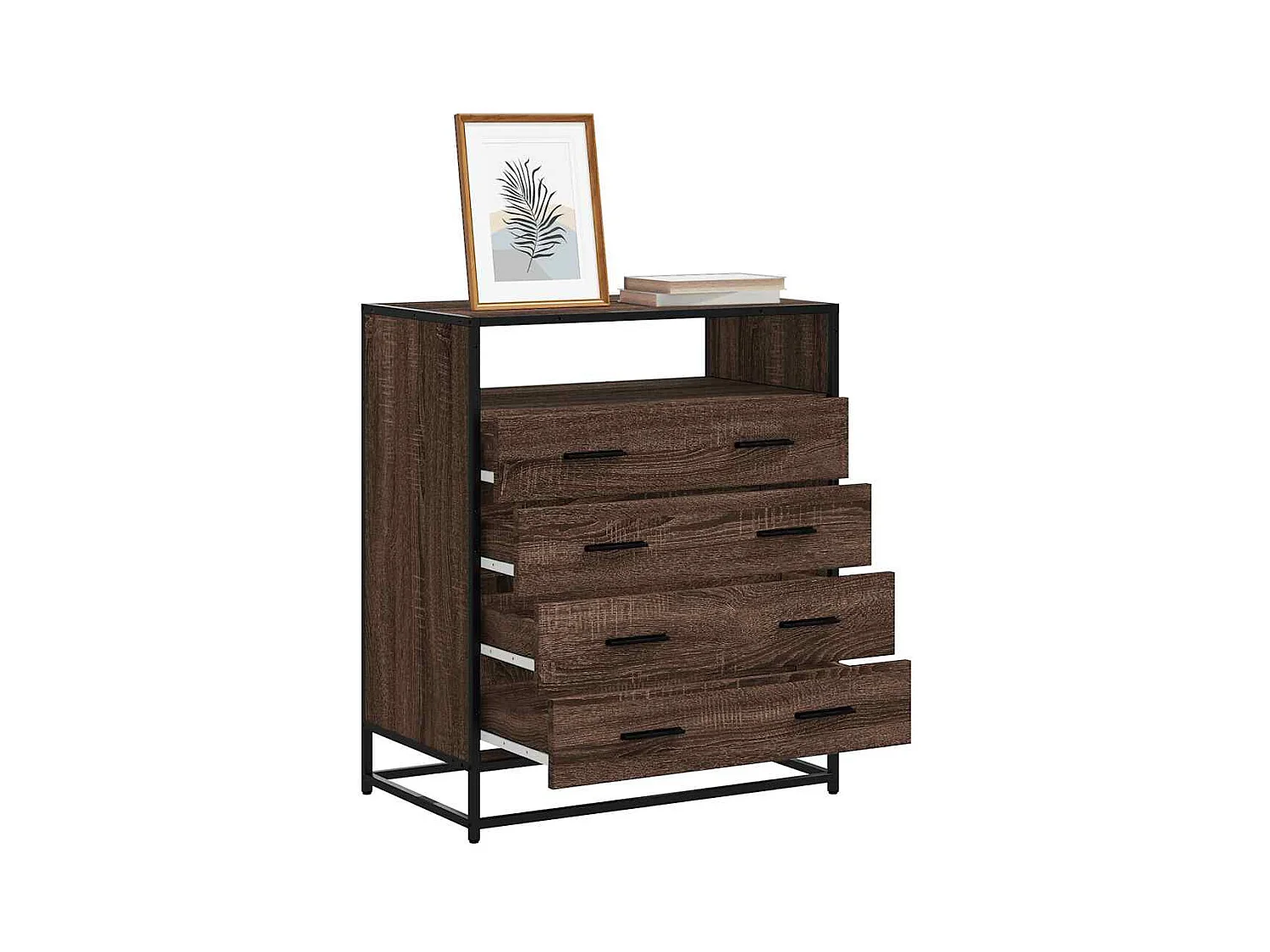 Commode chêne marron 70x41x83,5 cm bois d'ingénierie