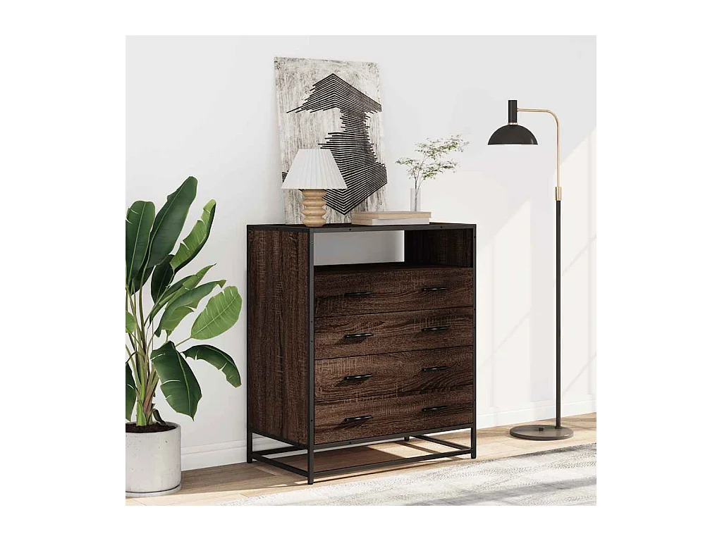 Commode chêne marron 70x41x83,5 cm bois d'ingénierie