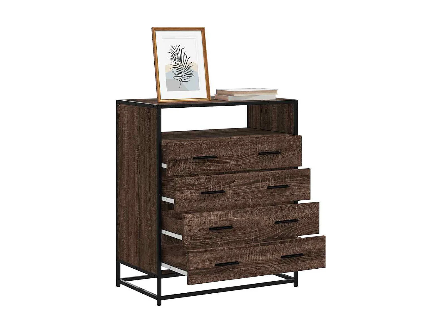 Commode chêne marron 70x41x83,5 cm bois d'ingénierie