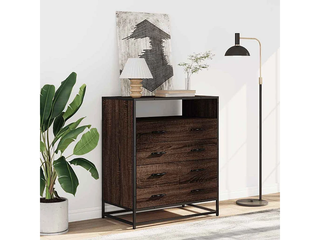 Commode chêne marron 70x41x83,5 cm bois d'ingénierie