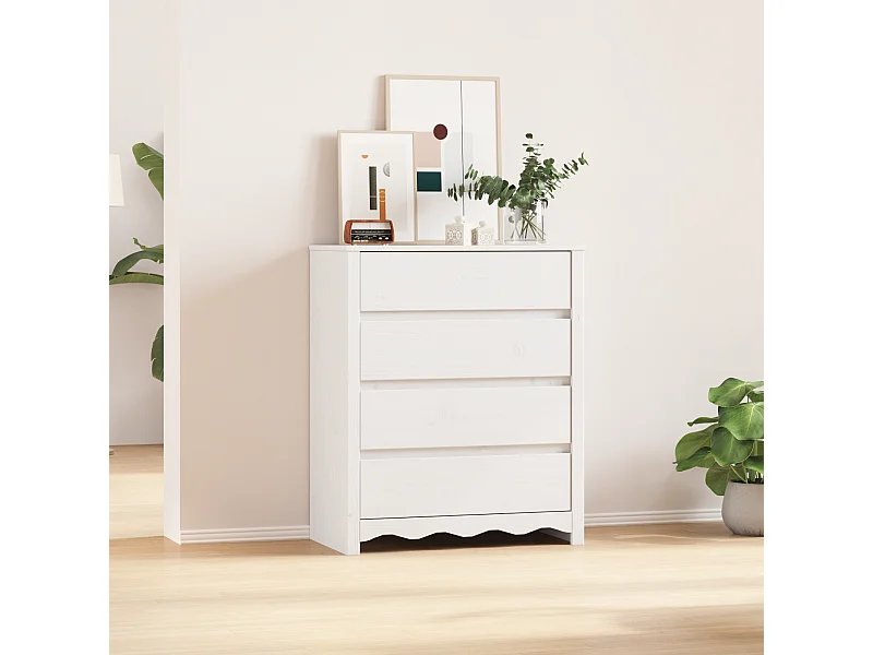 Ladekast  Wit 76,5x40x91 cm Van massief grenenhout