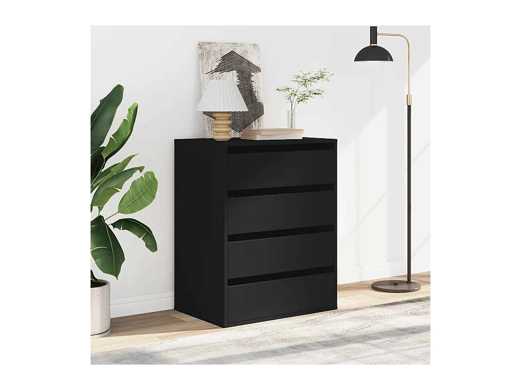 Cómoda esquinera negra 60x41x76 cm madera contrachapada