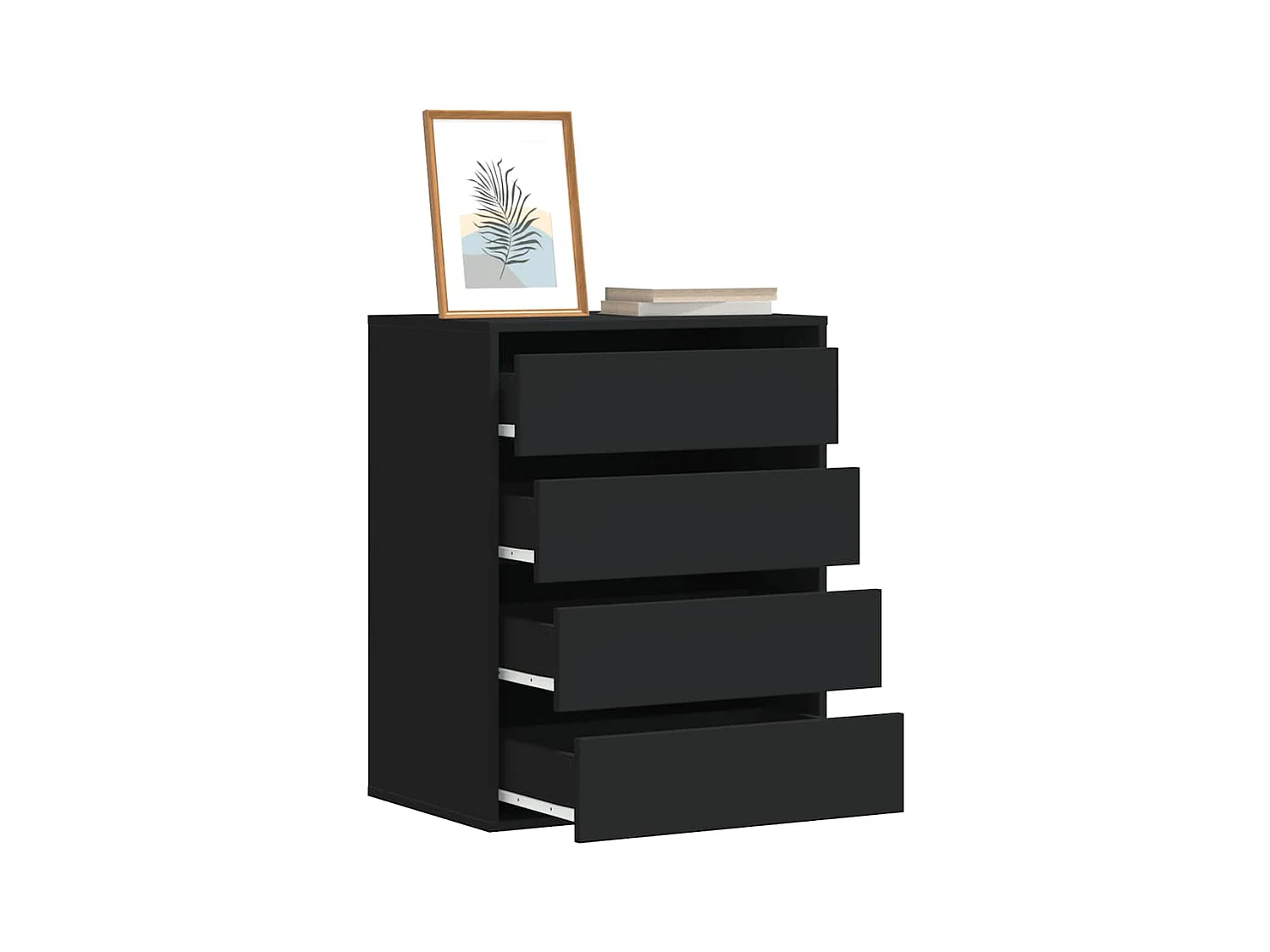 Commode d'angle noir 60x41x76 cm bois d'ingénierie