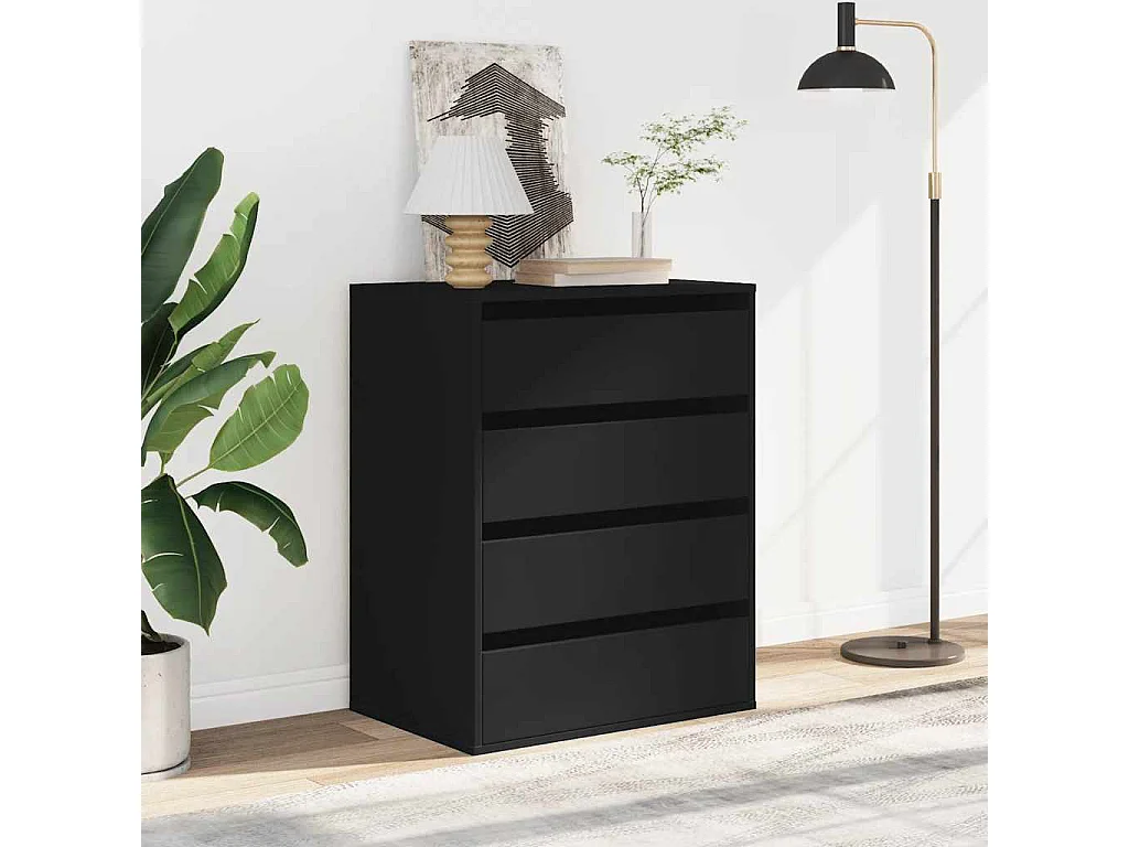 Commode d'angle noir 60x41x76 cm bois d'ingénierie